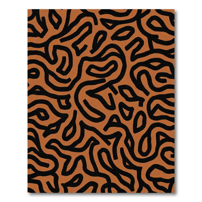 Warm Ochre Abstract Labyrinth Rug