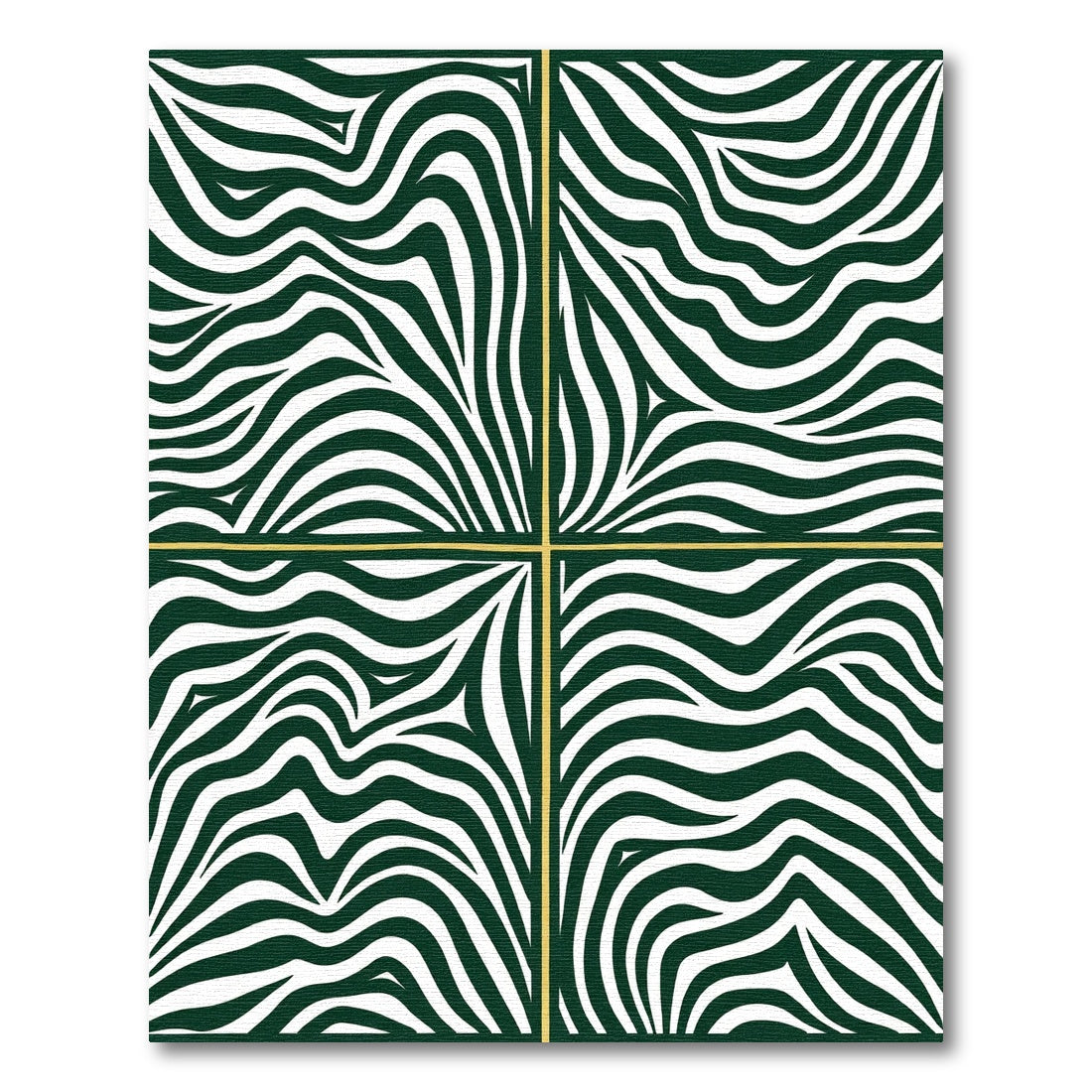 Emerald White Wavy Banded Squares Rug