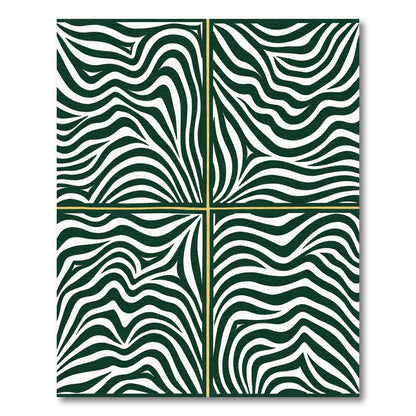 Emerald White Wavy Banded Squares Rug