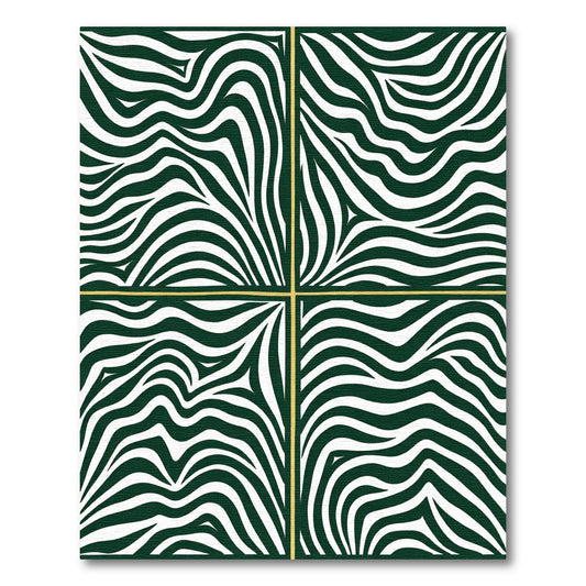 Emerald White Wavy Banded Squares Rug
