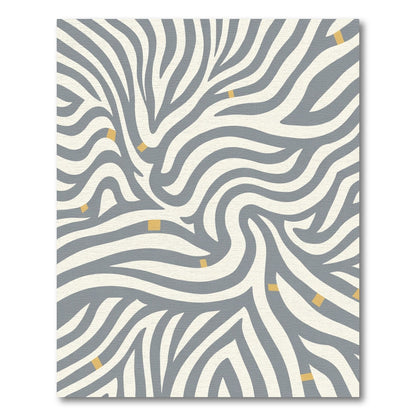 Gray White Striped Swirl Accent Rug
