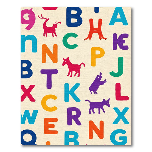 Colorful Alphabet Animals Collage Rug