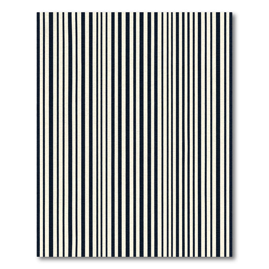Navy Cream Uneven Stripe Rug