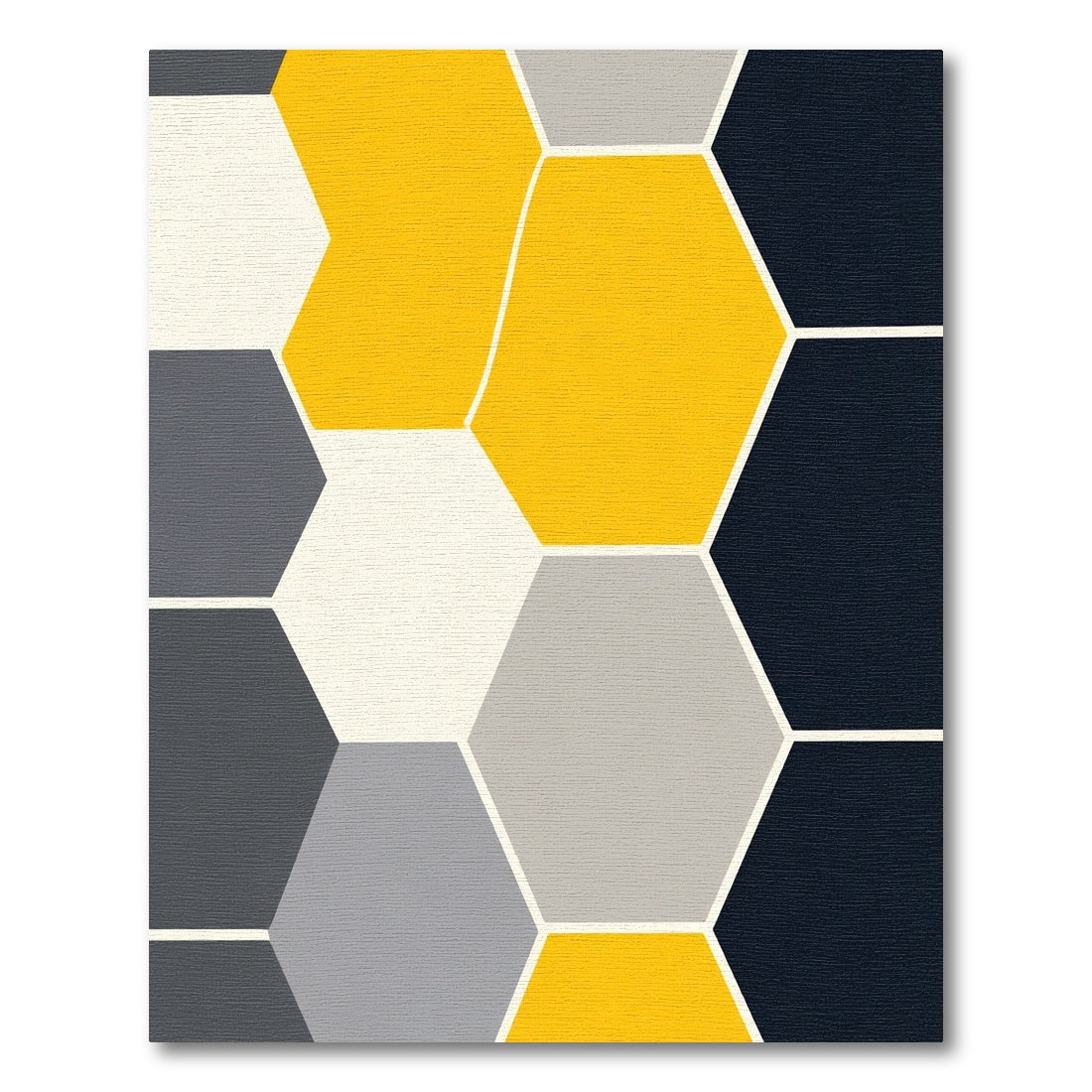 Modern Yellow Gray Hexagon Collage Rug