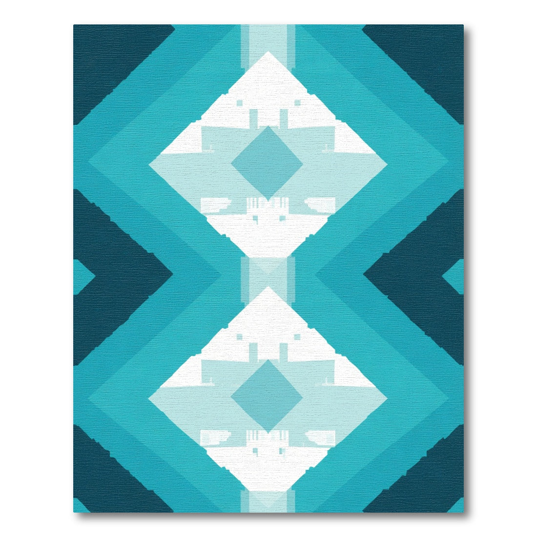 Aqua Teal Diamond Layers Rug
