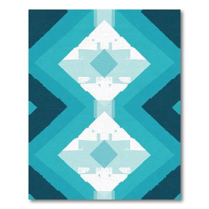 Aqua Teal Diamond Layers Rug