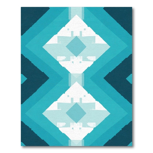 Aqua Teal Diamond Layers Rug