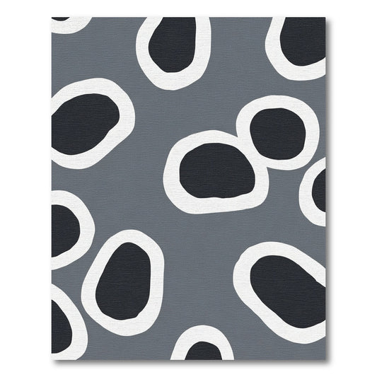 Abstract Gray And Black Blob Rug