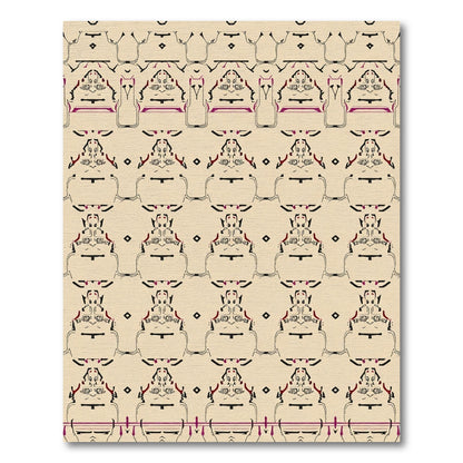 Cream Tan Tribal Figure Rug