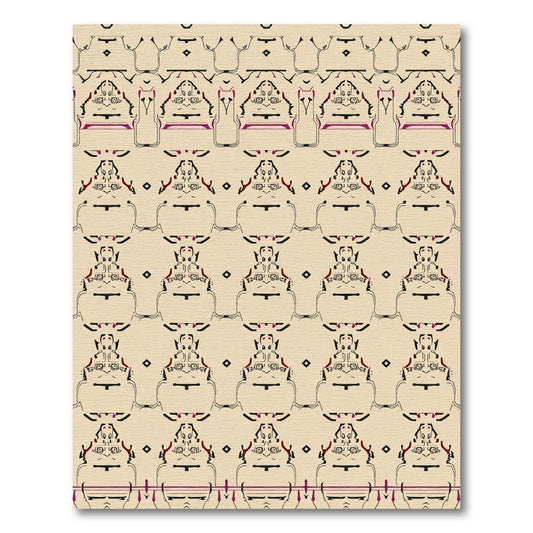 Cream Tan Tribal Figure Rug