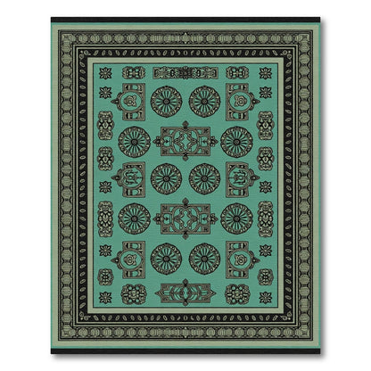 Aqua Black Repeating Medallion Arrangement Rug