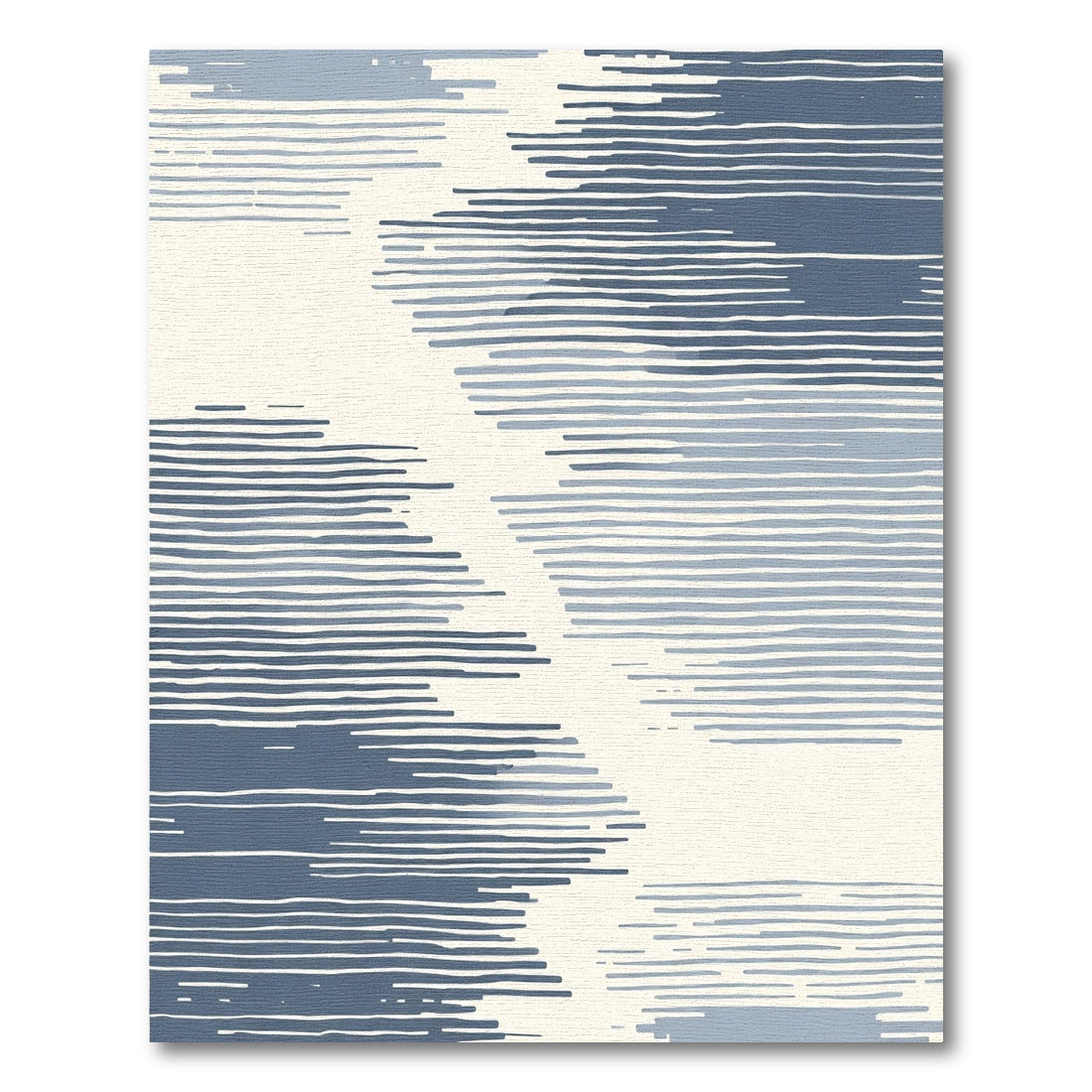 Serene Blue Abstract Horizontal Line Rug