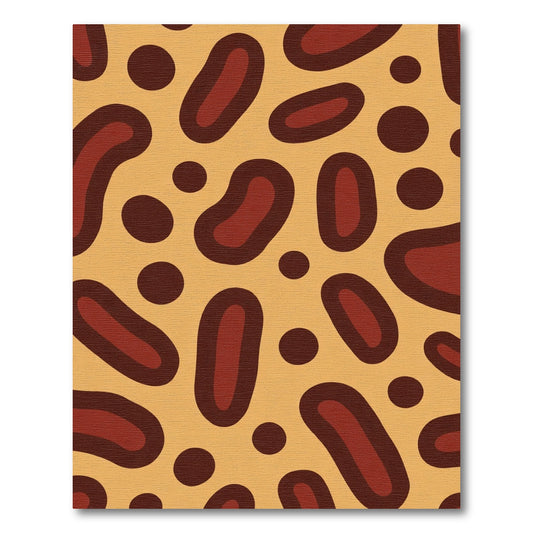 Abstract Ochre Crimson Biomorphic Shapes Rug