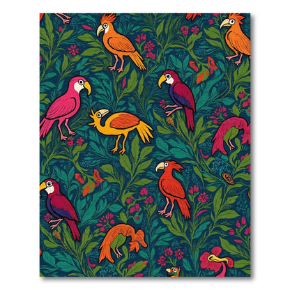 Vibrant Emerald Parrot Foliage Medley Rug