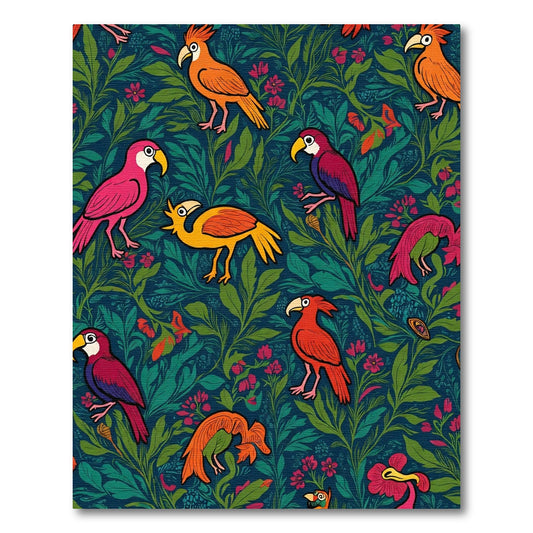 Vibrant Emerald Parrot Foliage Medley Rug