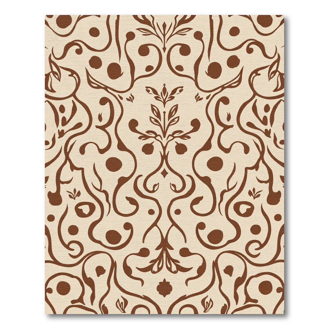 Brown Ivory Filigree Floral Swirl Rug