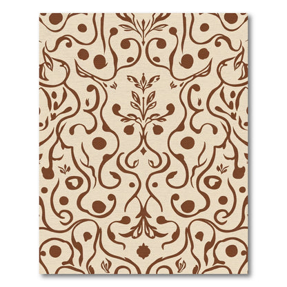 Brown Ivory Filigree Floral Swirl Rug