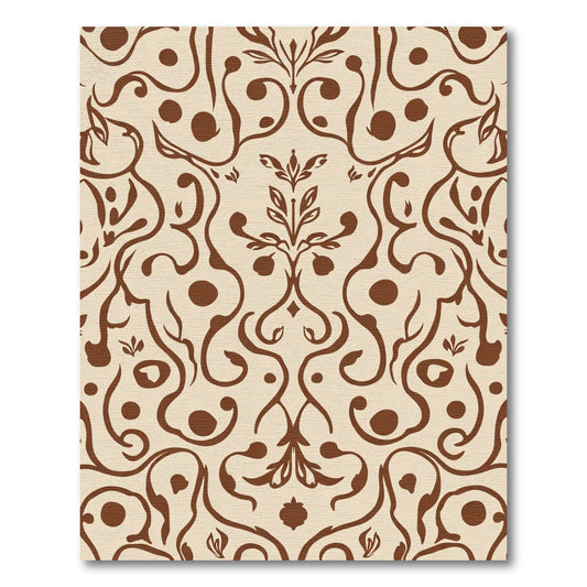 Brown Ivory Filigree Floral Swirl Rug