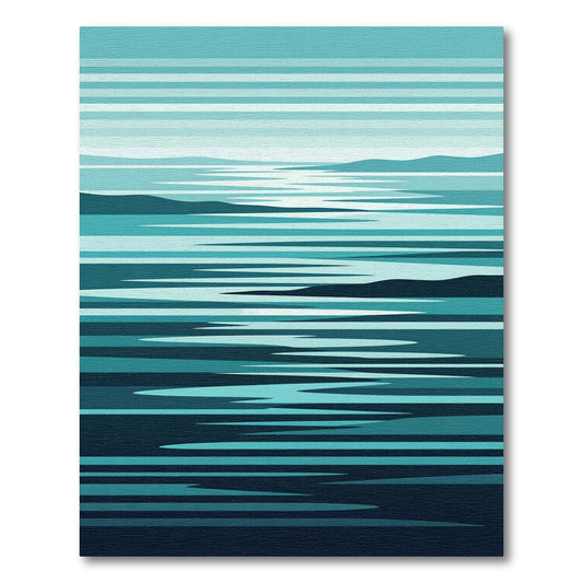 Coastal Blue Horizon Abstract Rug