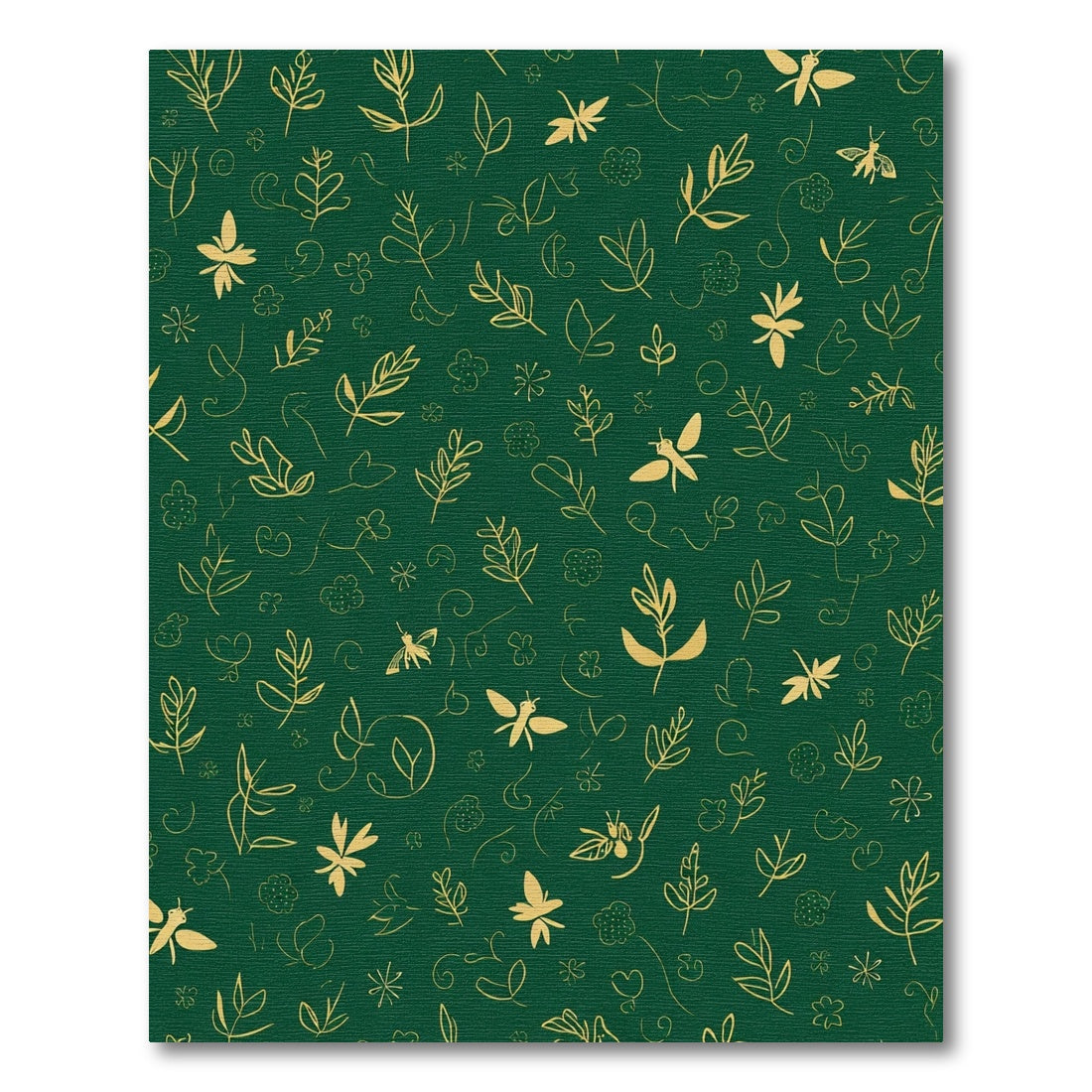 Gold Outline Leaf Butterfly Garden Rug