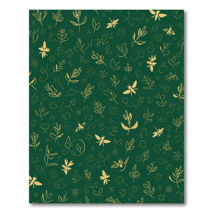 Gold Outline Leaf Butterfly Garden Rug