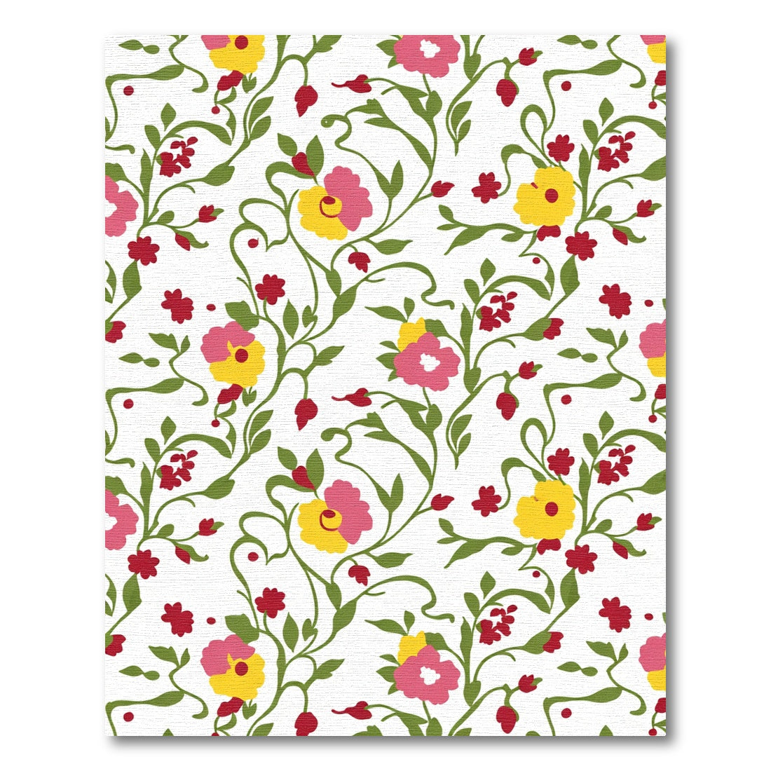 Pink Yellow Floral Vine Garden Rug