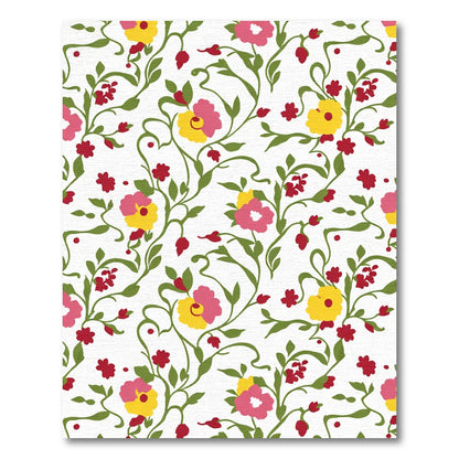 Pink Yellow Floral Vine Garden Rug
