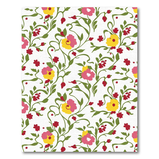 Pink Yellow Floral Vine Garden Rug