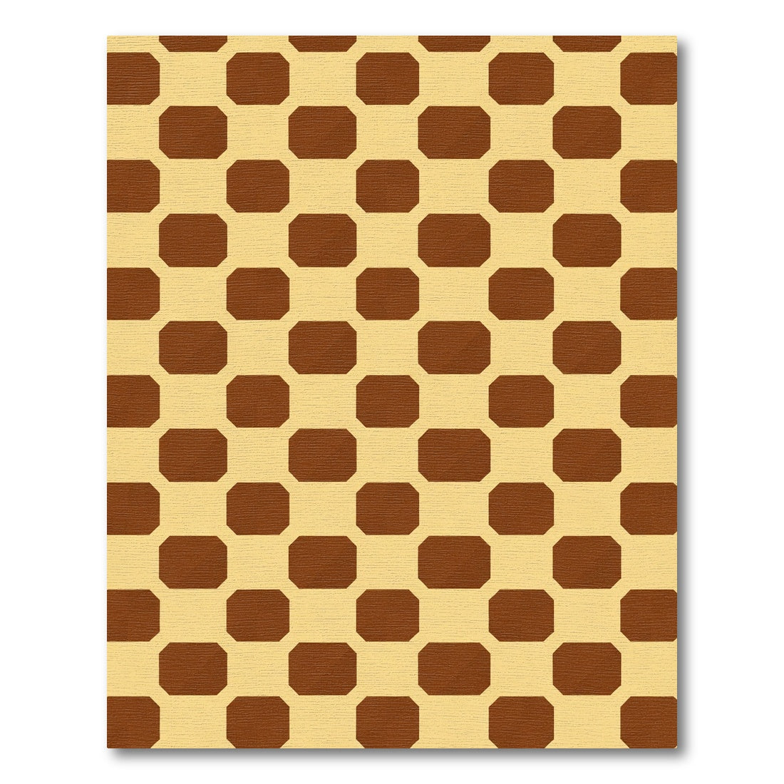 Warm Brown Octagon Geometric Rug