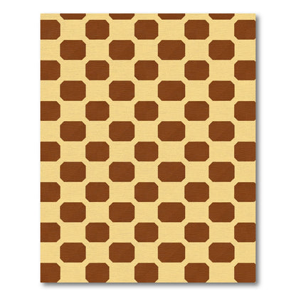 Warm Brown Octagon Geometric Rug