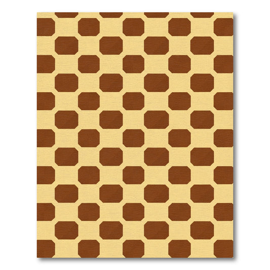 Warm Brown Octagon Geometric Rug