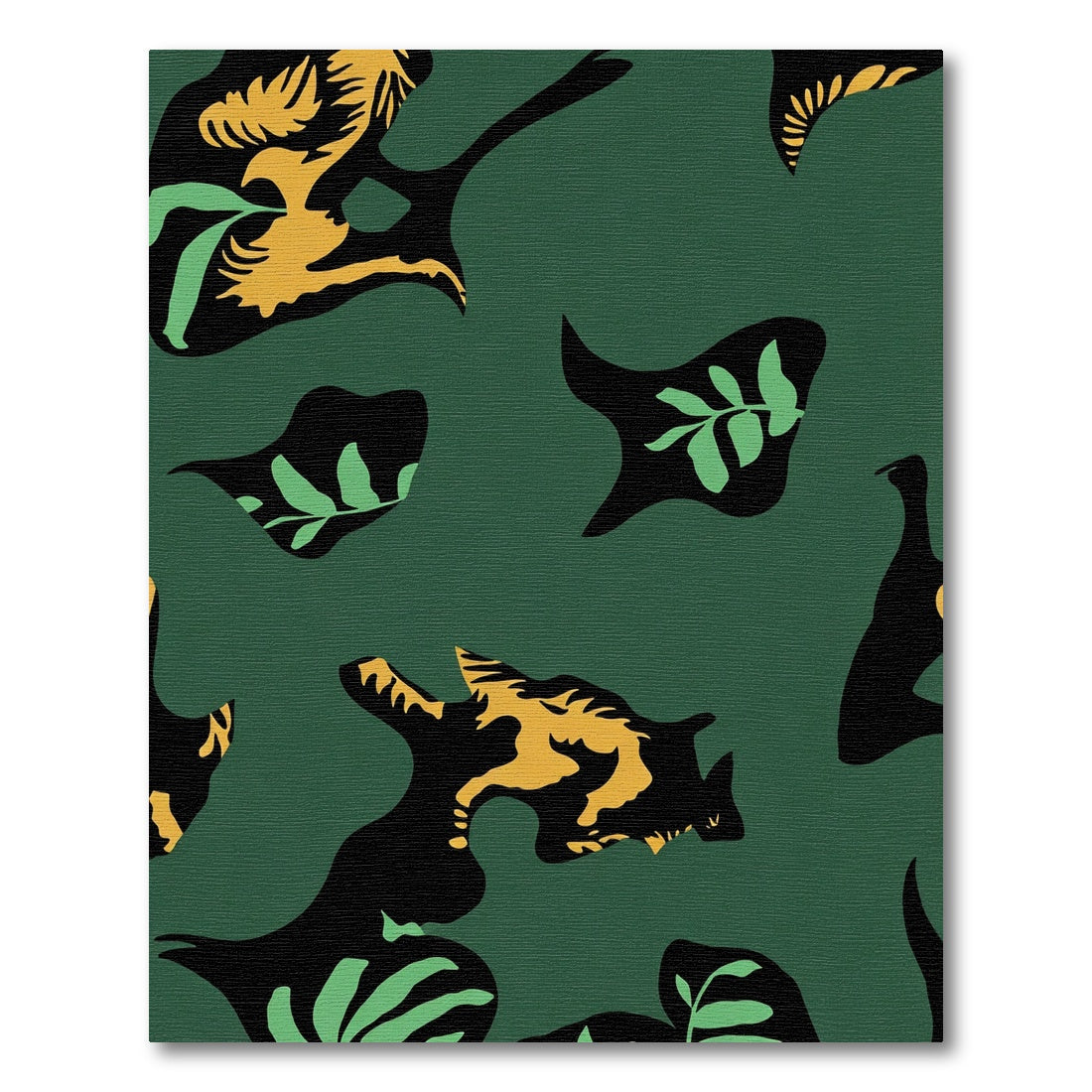 Emerald Black Yellow Abstract Foliage Rug