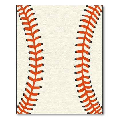 Classic Red Baseball Seam Rug