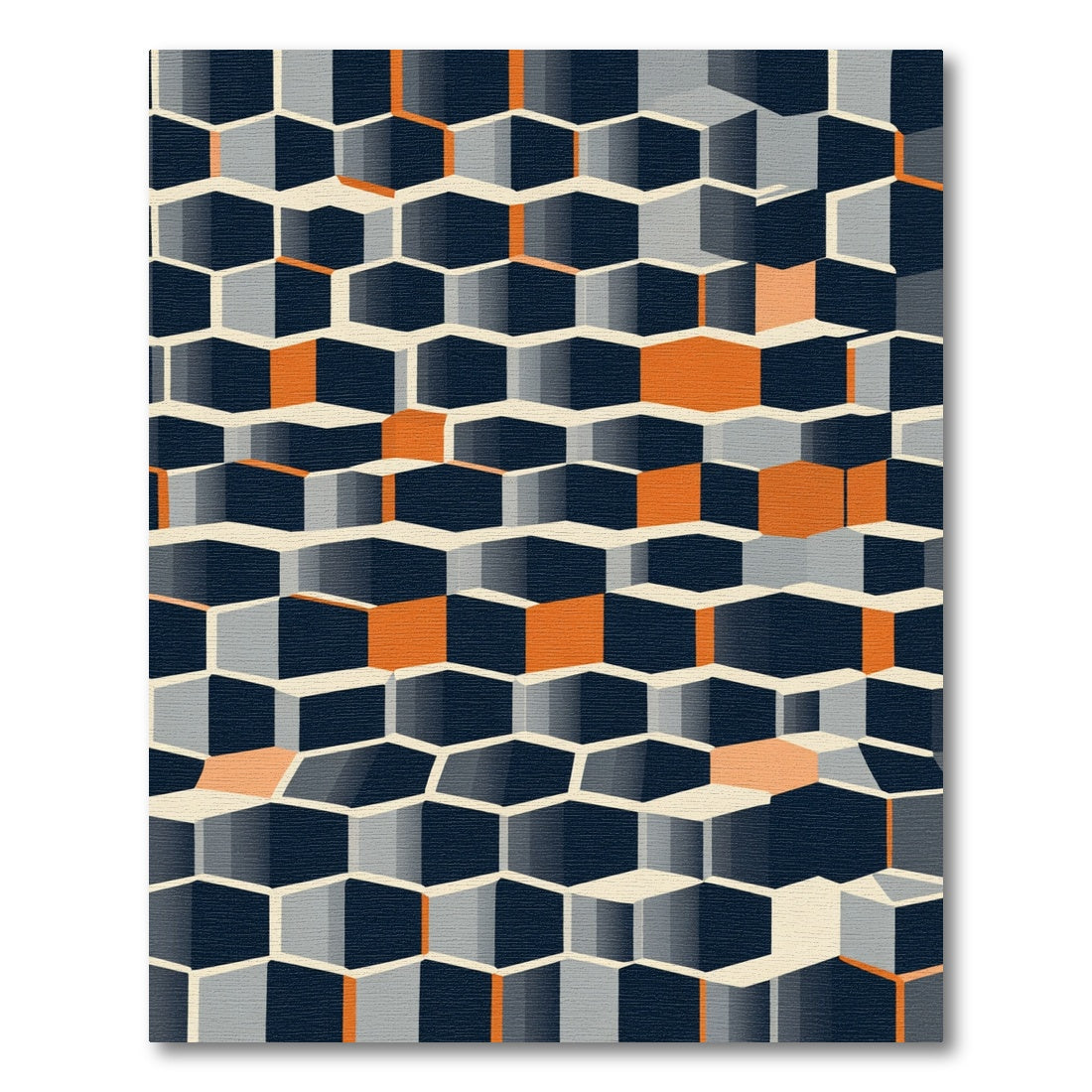 Geometric Honeycomb Inlaid Rug