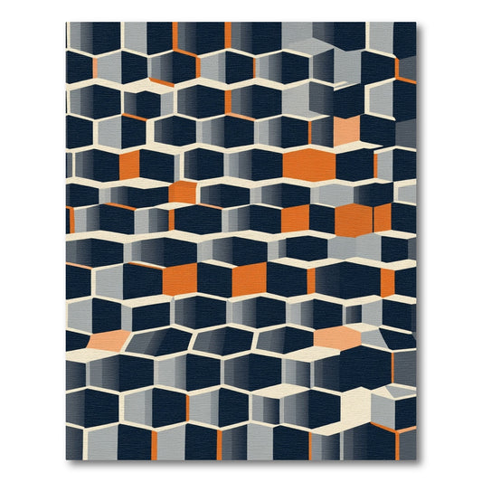 Geometric Honeycomb Inlaid Rug