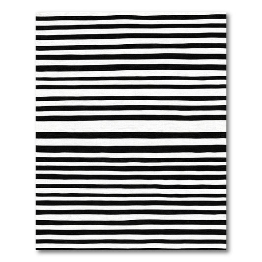 Bold Black White Horizontal Stripe Accent Rug