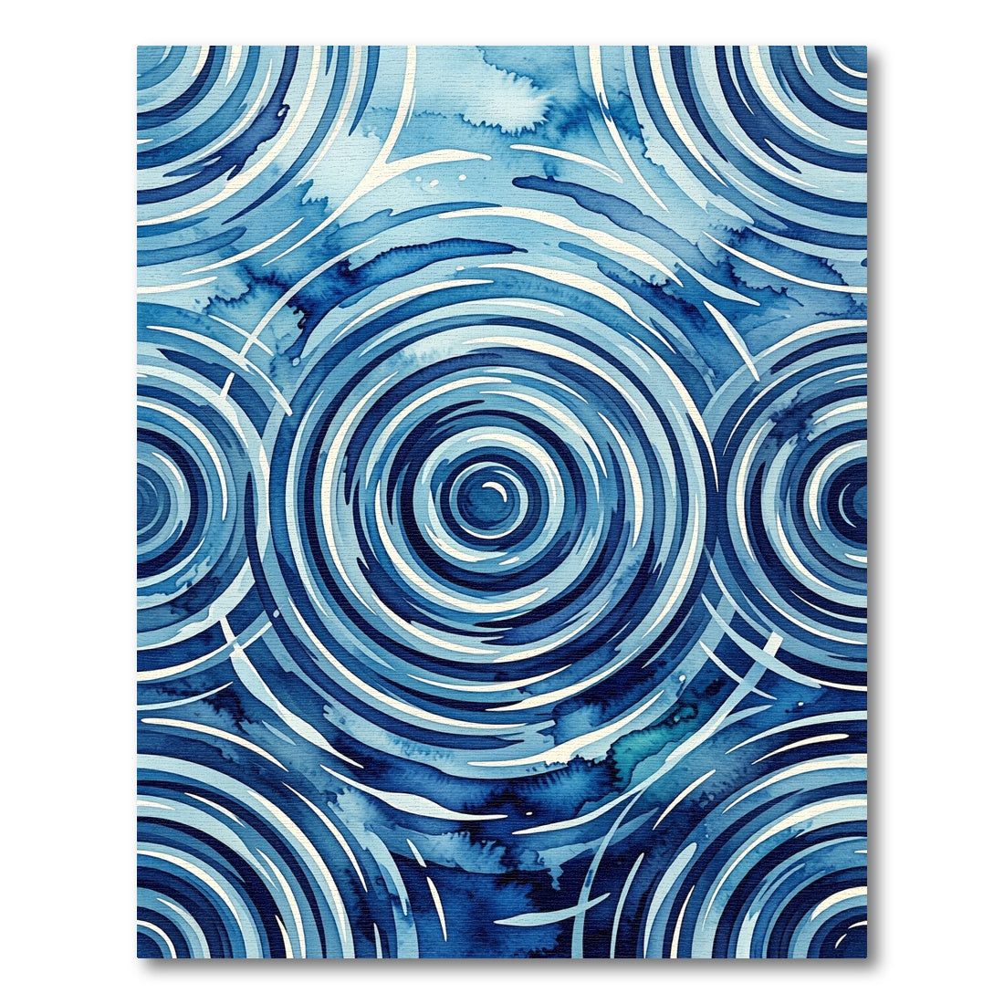 Oceanic Blue Concentric Waves Rug