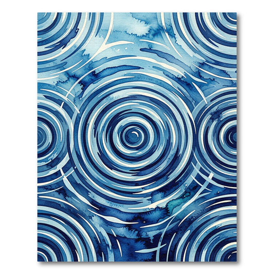 Oceanic Blue Concentric Waves Rug