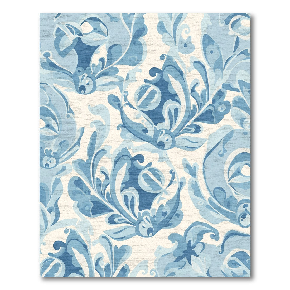 Blue Scrollwork Floral Medallion Rug