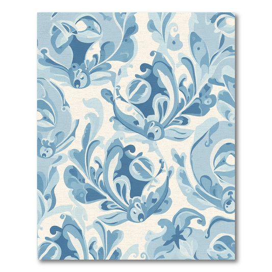 Blue Scrollwork Floral Medallion Rug