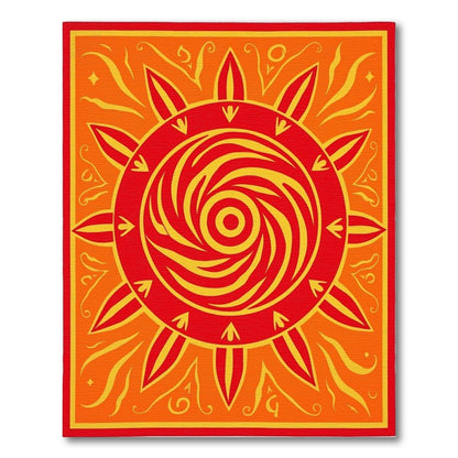 Fiery Sunburst Swirl Orange Red Rug