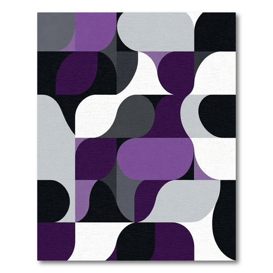 Modern Purple Geometric Wave Rug