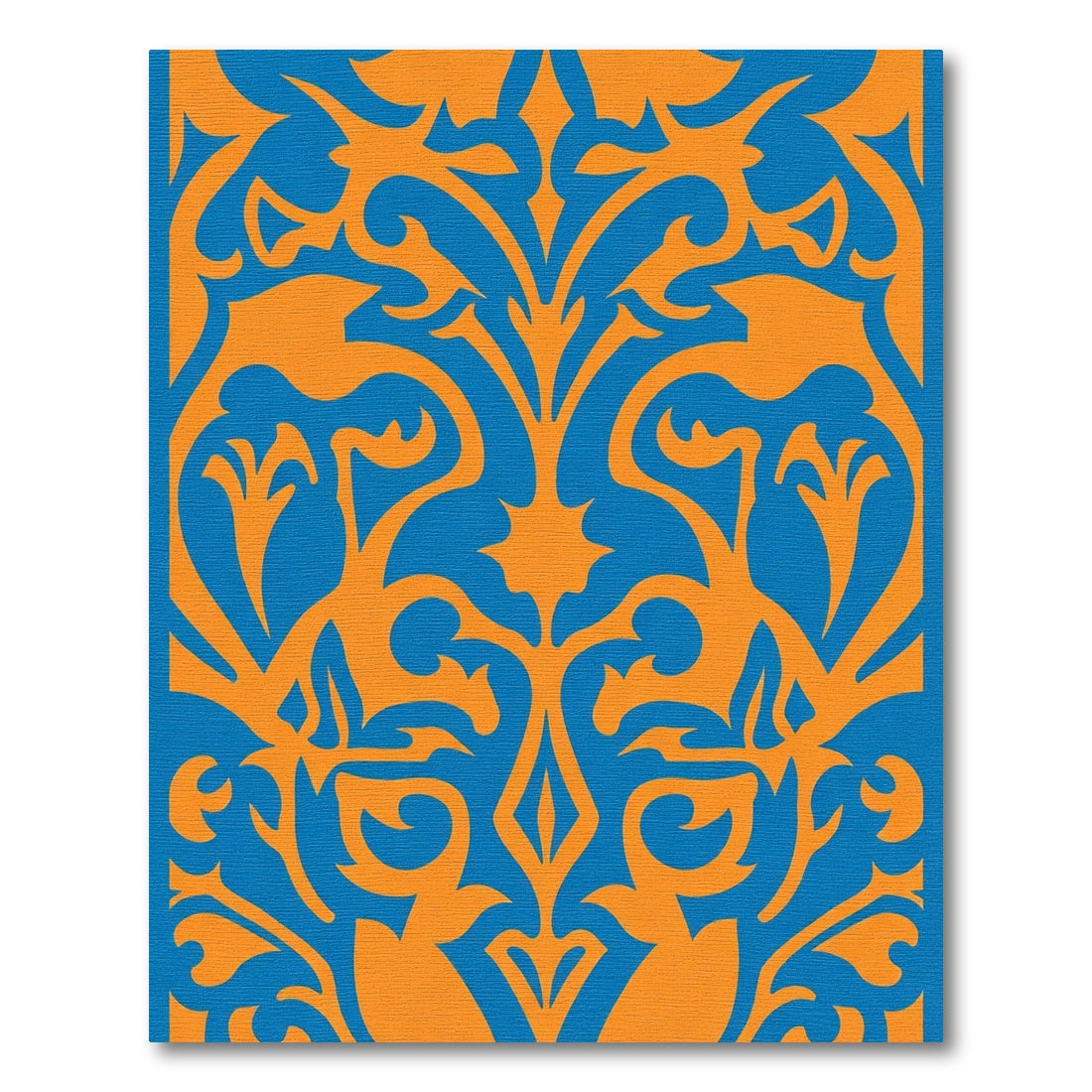 Vivid Orange Botanical Arabesque Rug