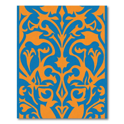 Vivid Orange Botanical Arabesque Rug