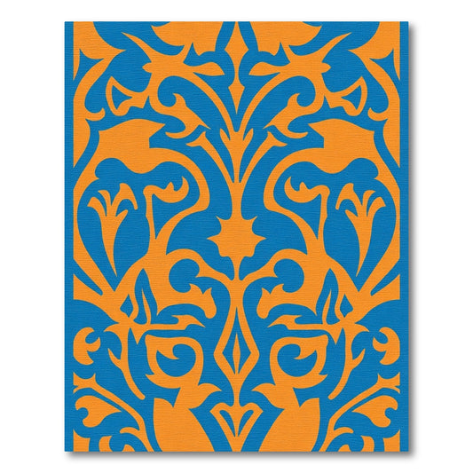 Vivid Orange Botanical Arabesque Rug