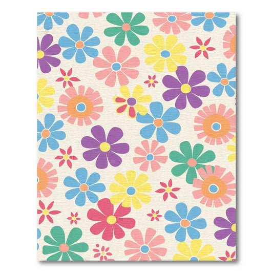 Colorful Retro Daisy Garden Rug