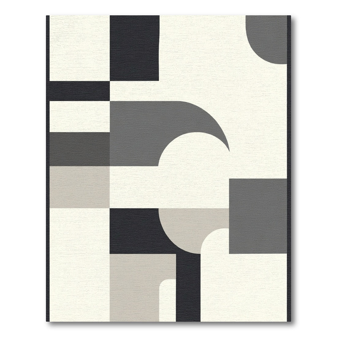 Modern Geometric Shapes Cream Charcoal Rug