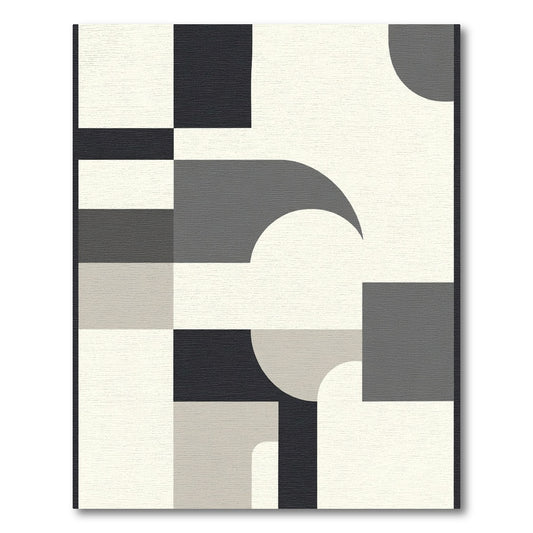 Modern Geometric Shapes Cream Charcoal Rug