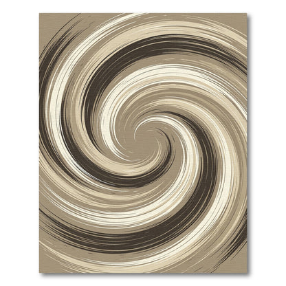 Minimalist Beige and Mocha Swirl Rug