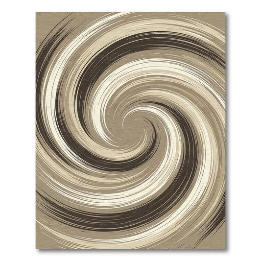 Minimalist Beige and Mocha Swirl Rug